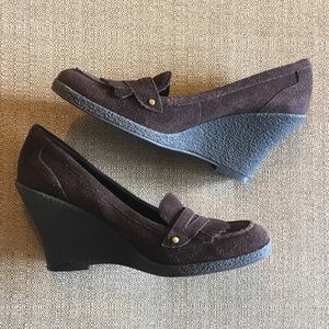 Enzo Angiolini Brown Suede Wedge Heel